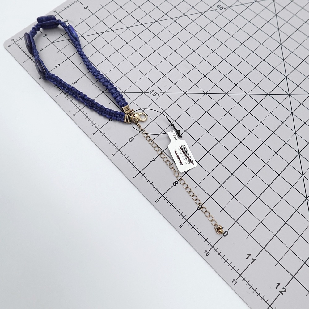 Free People Blue Lapis Macrame Choker Necklace Sweet Carolina Boho Chic - Picture 7 of 7
